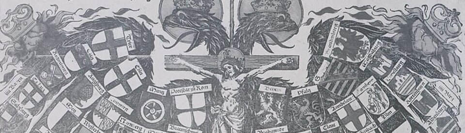 Das Heilige Römische Reich. Holzschnitt von Hans Burgkmair (1473–1531).