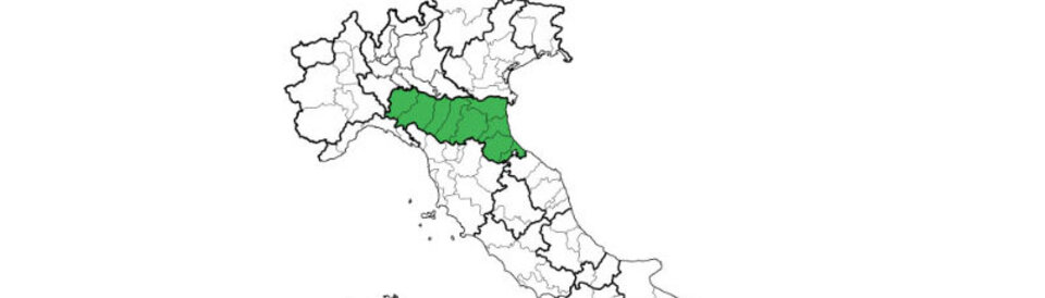 Karte der Region Emilia Romagna in Italien. Hier fand der Krieg statt.